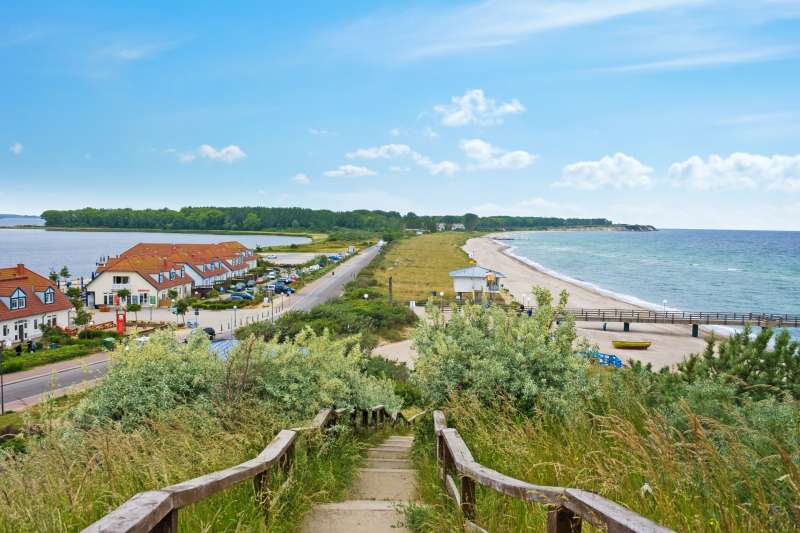 rechts Ostsee, links Salzhaff